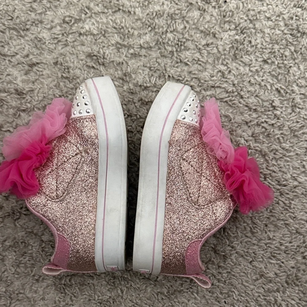 Skechers embellished light up pink glitter toddler girls dress up trainers